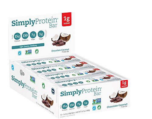 SimplyProtein Bar, Chocolate Coconut, Pack of 12, Gluten Free, Non GMO, Vegan