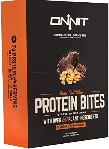 New! Onnit Protein Bites (Chocolate Peanut Butter – Box of 24) | Made with Grass Fed Whey & over 60 Plant Ingredients | 7g Protein Per Bar