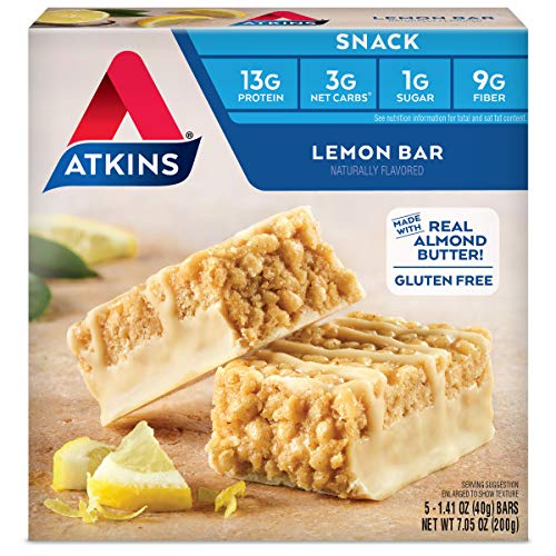 Atkins Gluten Free Snack Bar, Lemon Bar, 5 Count (Pack of 6)